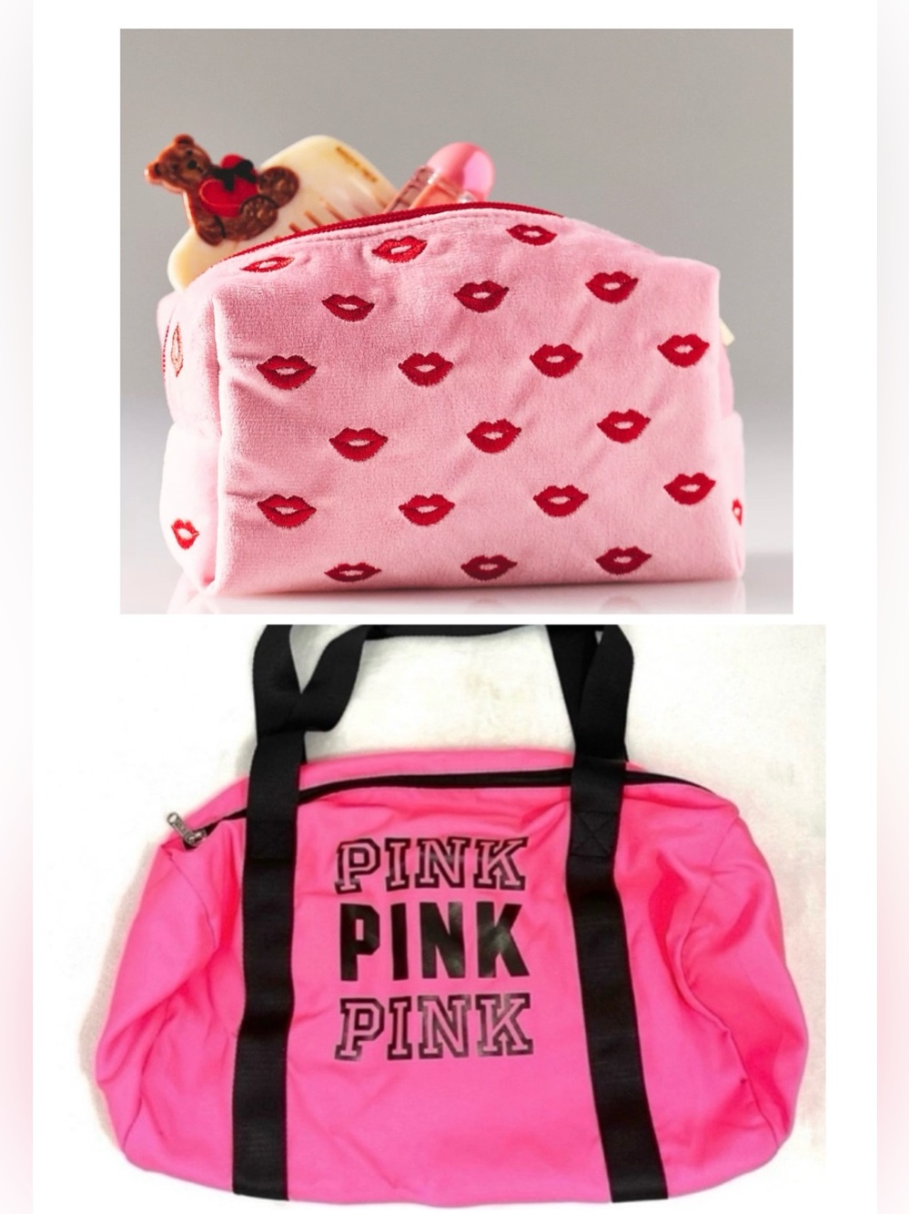 💫Anthropologie & Victorias Secret💫 PINK Duffle and Cosmetic Bag Bundle